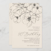 ミニマモダンリストフローラ80誕生日 招待状 (正面/裏面)