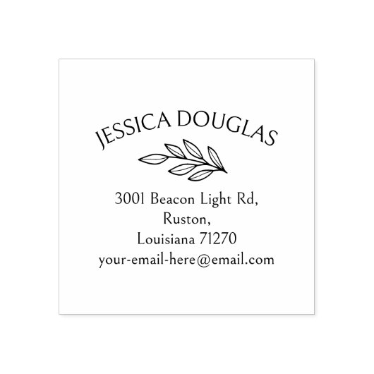 ミニマモダンリストフローラ、カスタム差出人住所 ラバースタンプ (インプリント)