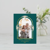 ミニマモダンリストフローラArchフォトグリーン 箔シーズンポストカード (立ち正面)