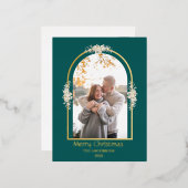 ミニマモダンリストフローラArchフォトグリーン 箔シーズンポストカード (正面/裏面)