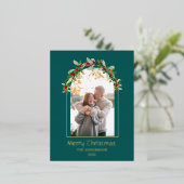 ミニマモダンリストフローラArchフォトグリーン 箔シーズンポストカード (立ち正面)