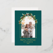 ミニマモダンリストフローラArchフォトグリーン 箔シーズンポストカード (正面/裏面)