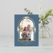 ミニマモダンリストフローラArchフォトグレー 箔シーズンポストカード (立ち正面)