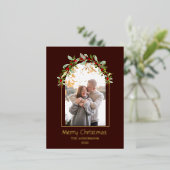 ミニマモダンリストフローラArchフォトブラウン 箔シーズンポストカード (立ち正面)