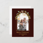 ミニマモダンリストフローラArchフォトブラウン 箔シーズンポストカード (正面/裏面)