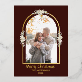 ミニマモダンリストフローラArchフォトブラウン 箔シーズンポストカード