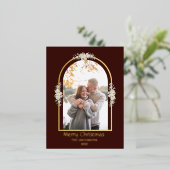 ミニマモダンリストフローラArchフォトブラウン 箔シーズンポストカード (立ち正面)