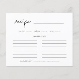 ミニマモダンリストブライダルシャワーレシピカード