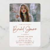 ミニマモダンリストブライダルシャワー写真 箔招待状 (正面)