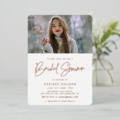 ミニマモダンリストブライダルシャワー写真 箔招待状 (立ち正面)