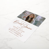 ミニマモダンリストブライダルシャワー写真 箔招待状 (回転した状態)