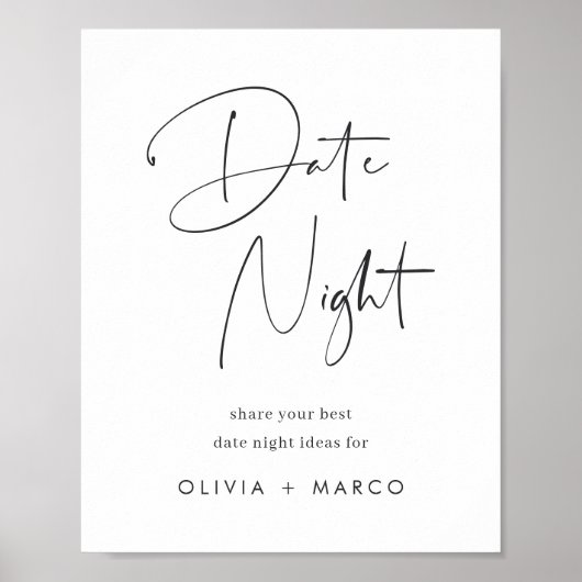 ミニマモダンリストブライダルシャワー日付JAR記号 ポスター (正面)