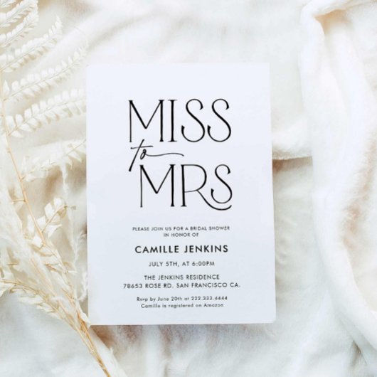 ミニマモダンリストブライダルシャワー 招待状