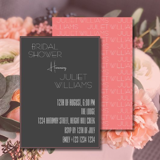 ミニマモダンリストブライダルシャワー- 招待状