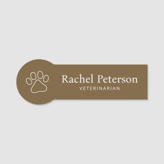 ミニマモダンリストブラウンポープリント獣医 名札 (正面)