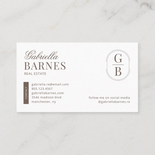 ミニマモダンリストブラウン&ホワイトはっきりした 名刺 (裏面)