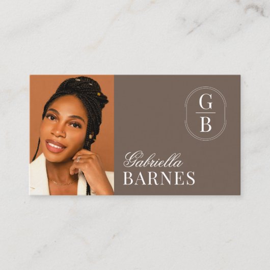 ミニマモダンリストブラウン&ホワイトはっきりした 名刺 (正面)