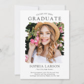 ミニマモダンリストブラシストローク写真卒業 案内状 (正面)