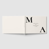 ミニマモダンリストブラックとベージュ色結婚ズ ゲストブック (全面)