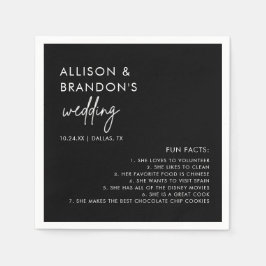 ミニマモダンリストブラックの結婚おもしろいファクトナプキン スタンダードカクテルナプキン