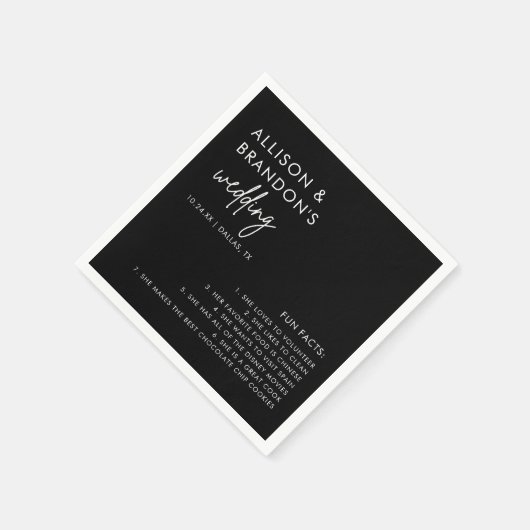 ミニマモダンリストブラックの結婚おもしろいファクトナプキン スタンダードカクテルナプキン (角)