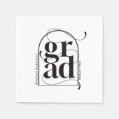 ミニマモダンリストブラックアーはっきりしたチ卒業 スタンダードカクテルナプキン (正面)