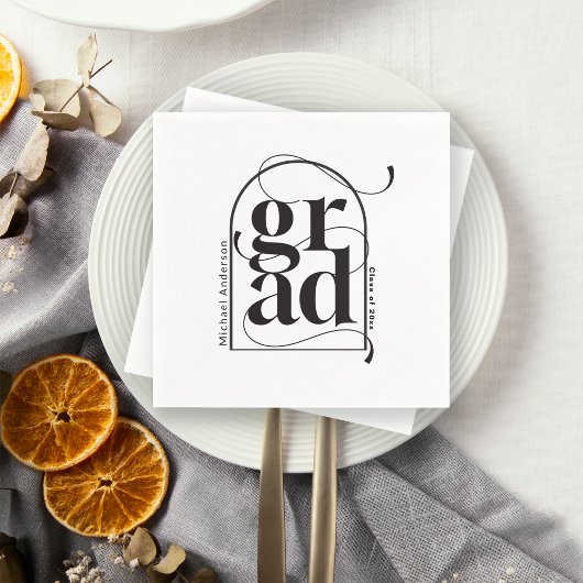 ミニマモダンリストブラックアーはっきりしたチ卒業 スタンダードカクテルナプキン