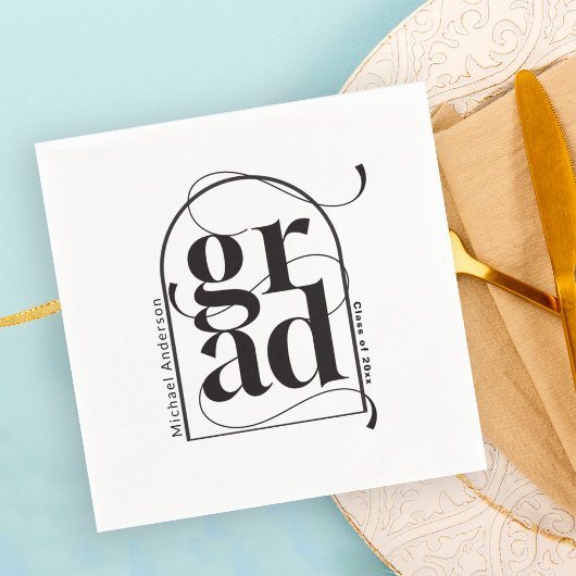 ミニマモダンリストブラックアーはっきりしたチ卒業 スタンダードカクテルナプキン