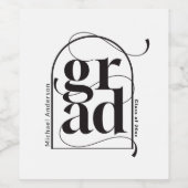 ミニマモダンリストブラックアーはっきりしたチ卒業 ワインラベル (シングルラベル)