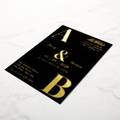 ミニマモダンリストブラックイスラム結婚教徒 箔招待状 (回転した状態)