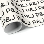 ミニマモダンリストブラックカスタムモノグラム結婚ズ ラッピングペーパー (ロールコーナー)