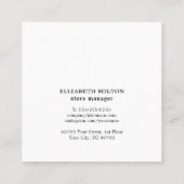 ミニマモダンリストブラックカップケーキピンクキャンディベイカー スクエア名刺 (裏面)