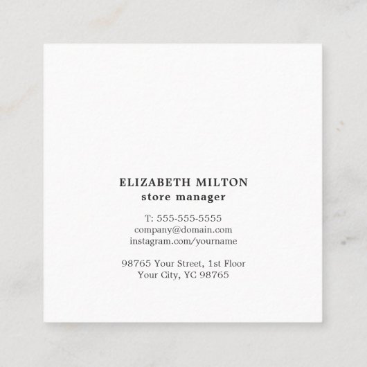 ミニマモダンリストブラックカップケーキピンクキャンディベイカー スクエア名刺 (裏面)