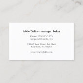 ミニマモダンリストブラックカップケーキピンクキャンディベイカー 名刺 (裏面)