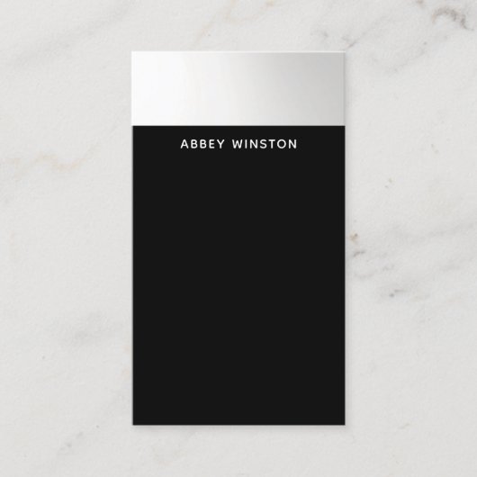 ミニマモダンリストブラックシルバーグラデーションストライプ 名刺 (正面)