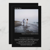 ミニマモダンリストブラックシンプルフォト結婚ズ 招待状 (正面/裏面)