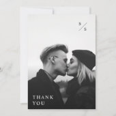 ミニマモダンリストブラックタイポグラフィフォト結婚ズ サンキューカード (正面)