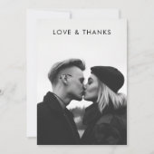 ミニマモダンリストブラックタイポグラフィフォト結婚ズ サンキューカード (正面)