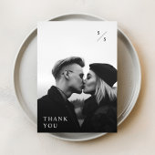 ミニマモダンリストブラックタイポグラフィフォト結婚ズ サンキューカード