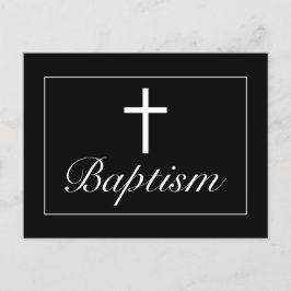 ミニマモダンリストブラックベビーバプテスマ 案内ポストカード