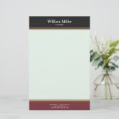 ミニマモダンリストブラックマルーンストライプ選手 便箋 (スタンド正面)