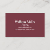 ミニマモダンリストブラックマルーンストライプ選手 名刺 (裏面)