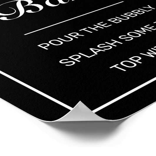 ミニマモダンリストブラックミモザバー結婚のサイン ポスター (角)