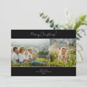 ミニマモダンリストブラックメリークリスマスツーフォト シーズンカード (スタンド正面)