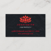 ミニマモダンリストブラックレッドロータスヨガインストラクター 名刺 (裏面)