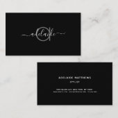 ミニマモダンリストブラック美容師モノグラム 名刺 (正面/裏面)