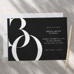 ミニマモダンリストブラック30歳の誕生日 招待状<br><div class="desc">シックなモダンタイポグラフィとスクリプトとシンプルデザインを搭載したミニマル30thバースデエレガントィア招待。</div>