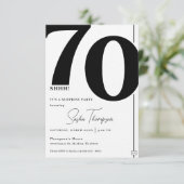 ミニマモダンリストブラック70歳の誕生日の招待状 招待状 (スタンド正面)