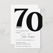 ミニマモダンリストブラック70歳の誕生日の招待状 招待状 (正面/裏面)