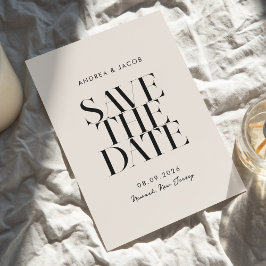 ミニマモダンリストブラック&アイボリーシック結婚ズ セーブザデート